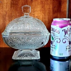 Vntg Jeannette "#125 Clear" 5 1/2" Square Glass Candy Dish / Box 🍬 & Lid